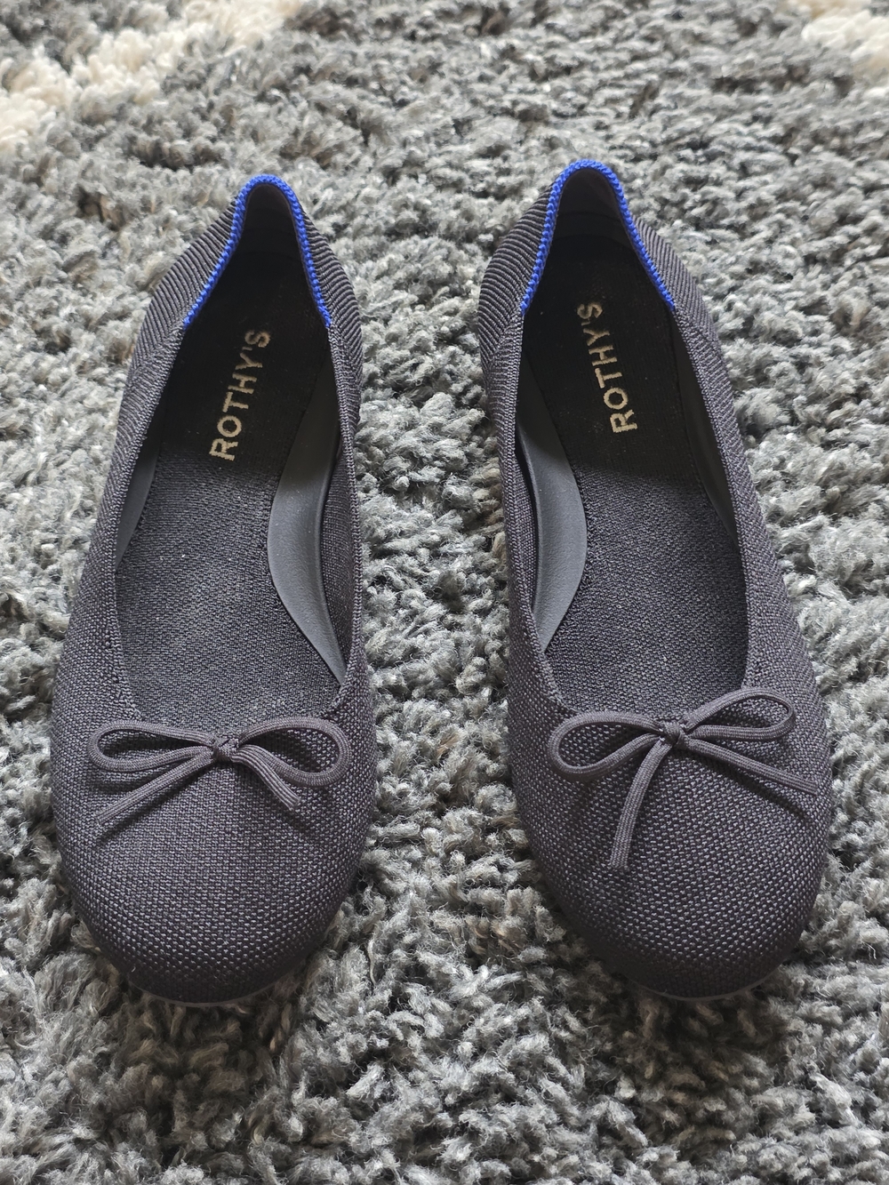 Rothy's Black Knit Ballet Flats with Bow Size 8.5